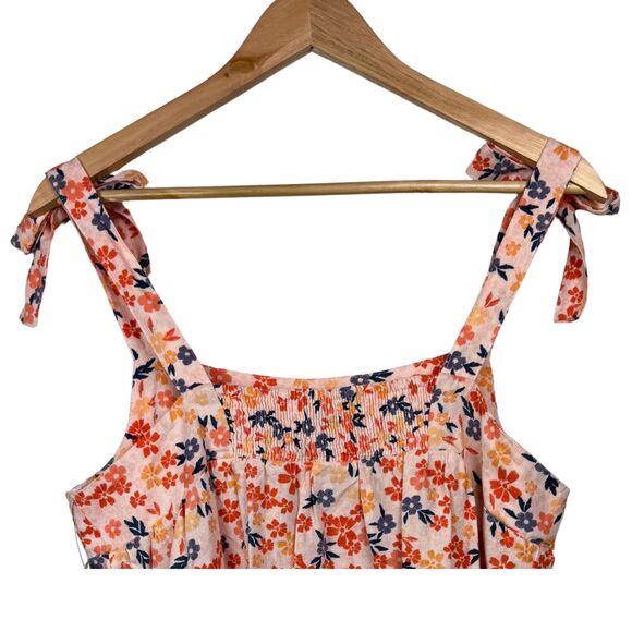 Sonoma Tank Top Women's Tie-Strap Floral Linen Blend Smocked Large Summer Resort - Picture 8 of 8